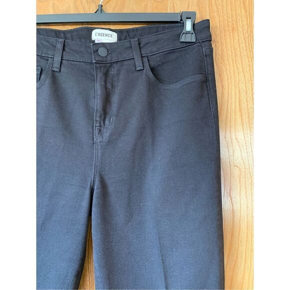 L’AGENCE Tati High Rise Crop Micro Bootcut Feather Jean in Saturated Black Size - Picture 6 of 12